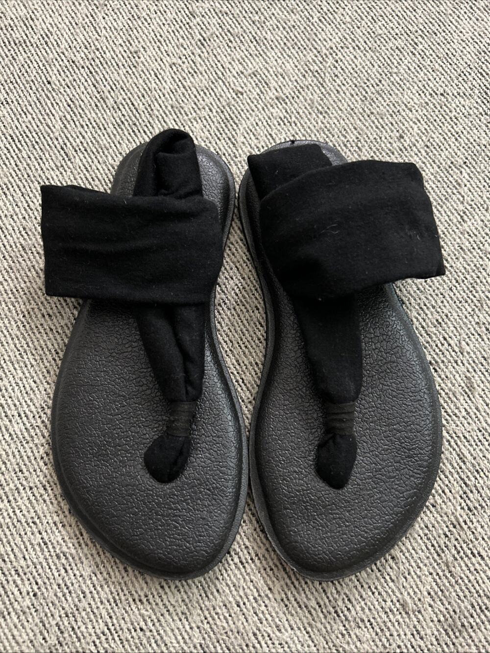 Sanuk Lil Yoga Sling Burst Girls Youth Size 11-12 Black Sandals Flip Flops